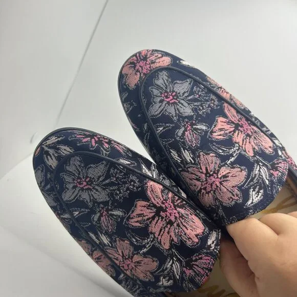 Sam Edelman Leon Moe Toe Embroidered Floral Print Blue & Pink Loafers- Size 9.5 - Picture 10 of 10